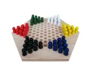Wood Chinese Checkers 60-PC Jump Board Game Tiaoqi Board Game Up to 6 Strategy