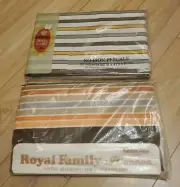 VTG No Iron Percale Full Flat & Fitted Bottom Stripes Royal Family Cannon 54x76