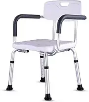 FFSPIIO Heavy Duty Shower Chair, Non Slip Safety Lightweight Compact Bathtub Stool with Arms Disabled Seniors Adjustable Bath Stool Shower Chair