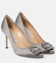 [Manolo Blahnik] Manolo Blahnik Hangisi 90 embellished satin pumps AU 11 grey