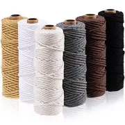 6 Rolls Macrame Cord 3mm x 328 Yards Cotton Rope Colored Yarn Mutiple Colors