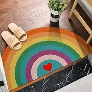 Creative Semi Circular Area Rug Anti Slip Door Mat Rainbow Floor Mats Bedroom Carpet Rugs Entrance Doormat Anti-Slip Mats Rubber Backing, Durable & Washable (40×80cm)