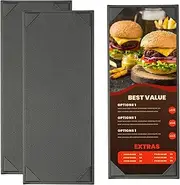uxcell 4.25x11 Inch Leather Menu Covers for Restaurant, 3Pcs Menu Holder Single View Menus Folder Book for Restaurant Cafe Bar Hotel Wine List, Black
