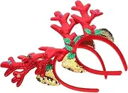 [Ipetboom] 2 Pcs Glow Headband Reindeer Costume Accessory Reindeer Antler Headwear Deer Antlers Headband Car Christmas Reindeer Antler Decorations Lights Elk Costumes for Women Plastic Red