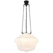 Carlton Gloss Schoolhouse Lights Black 3 Chain Pendants Lighting Traditional Period