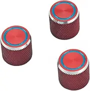 Kisangel 3Pcs Control Knobs for Guitar Volume Tone Metal Knob with Blue Ring for Electric Guitars Durable Replacement Parts Easy to Install