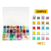 220pcs MINI Blade Fuse Assortment Auto Car Motorcycle SUV Fuse Accessories W/Box