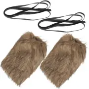 Furry Leg Set of Warmers Strap Man Men and Women Viking Costume Faux Boots