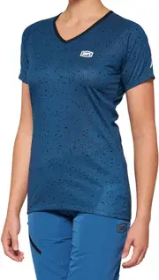 100% Airmatic Slate Blue Ladies Short Sleeve Bicycle Jersey, Size M for Women