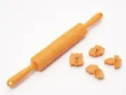 Temptations Classic Embossed Silicone Rolling Pin With Cookie Cutters