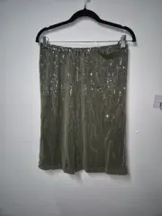 Motel Kavi Midi Skirt Clear Sequin Green Khaki Small RRP £35