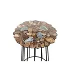 Natural Agate Console Side Table Top, Agate Coffee Sofa Side Table Decor 15"x15"