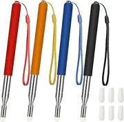 Chinco 4 Pieces Retractable Teacher Pointer for Classroom Teaching Whiteboard Telescopic Pointer with Lanyards and 6 Pieces Extra Felt Nibs for Teachers Coach(47 Inches)