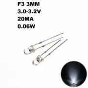 50pcs White F3 3mm Diameter LEDs Round Bright Light Lamp Emitting Diode