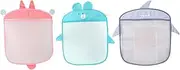 FELTECHELECTR 3Pcs Bathtub Mesh Bag Quick Dry Storage Organizer for with Cartoon Design Wall Mounted Holder for Bathroom and Playtime Storage