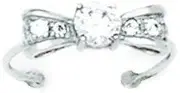 [JewelryWeb] 14ct White Gold CZ Cubic Zirconia Simulated Diamond Adjustable Bow Body Jewelry toe ring