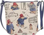 [Signare] Paddington Bear Tapestry Sling Bag | 19cm W x 19cm H x 6.5cm D | Main Zipped Compartment & Inner Slip Pocket | Crossbody or Shoulder Wear | Eco-Friendly Fabric | Officially Licensed, Beige