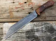 Handmade Viking Seax Knife- Damascus Steel Knife,Fixed Blade ,Leather Sheath