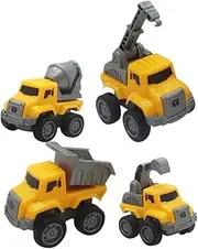 CHICAMPERA 4pcs Boys and Girls Pull Back Construction Car Toys Friction Powered Trucks for Toddlers Safe and Fun Engineering Toy for Hours of Play for Young