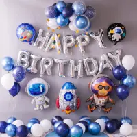在飛比找momo購物網優惠-【生活King】太空人猴猴生日氣球套餐組(派對氣球 生日佈置