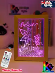 FAIRY & BUTTERFLY PERSONALISED 3D LED Night Light 7 Colour Change Kids Room Lamp