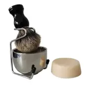Shaving Kit 4Pcs Shave Badger Brush Stand Soap Steel Bowl Mug Gift Set Beard