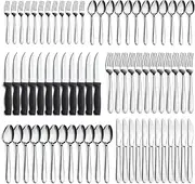 Pleafind 72-Pieces Silverware Set for 12, Flatware Set with Steak Knives, Stainless Steel Cutlery Set, Include Forks Spoons and Knives Set, Dishwasher Safe Utensil Sets for Home Restaurant