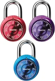 1533TRI Locker Lock Mini Combination Padlock, 3 Pack, Assorted Colors
