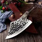 Butcher Cleaver Knife Kitchen Chef Slicing Chopping Forged Steel Wood Handmade S