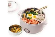 Electric Hot Pot Steamer 1.5L Portable Skillet Nonstick Coating Dual Power Control Multi-Function Cooker