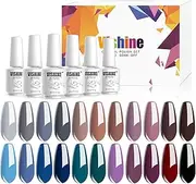 Vishine Gel Nail Polish Set - 22 Colors Red Grey Shimmer Glitter Popular Autumn Winter Series 24 Pcs Collection Nail Art Gift Box, Soak Off UV LED Nail Varnish Manicure 8ml