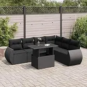 Garden Sofa Set with Water-Resistant Bag, Patio Furniture, Table, Outdoor Wicker Chairs for Balcony, Small Piece, 7-Piece Rattan