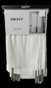 2 DKNY Curtains CITY BREEZE White 50” x 84” Leather Tab Top Curtain Panels NEW