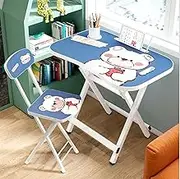 JUNMIN Student Foldable Desk and Chair Cover, Children's Desk and Study Desk and Chair Home Set, Suitable for Students with Cartoon Desks and Chairs with A Height of 60-160cm