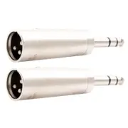 2 Pcs XLR 3-Pin Male to 6.35mm 1/4" Male TRS Stereo Audio Mic Microphone Adapter