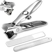 J.Y.Memorize German Nail Clippers for Men Women Thick Nails, Large Wide Jaw Opening Toe Nail Clippers for Seniors, Long Handle No Splash Fingernail Clipper with Catcher and Safety Lock