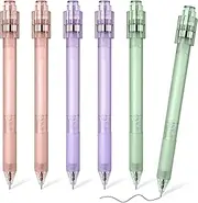 BAYTORY 6 Pcs Retractable Gel Pens, 0.5mm Rotating Black Ink Fine Tip Pen, Funny Smooth Writing Pens for Journaling Writing Note Taking (Multicolor)