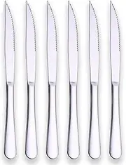 Berglander Stainless Steel Steak Knives Heavy Duty Steak Knife for Chefs Great For BBQ Weddings Dinners Parties Homes Kitchens Flatware Cultery set Silverware Pack of 6