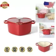 Heirloom Quality 2-Quart Heart Dutch Oven - Enameled Red Cast Iron Cookware