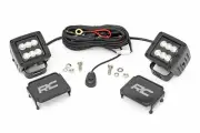 2-inch Square Cree LED Lights-Pair Black Series, Flood Beam -Rough Country