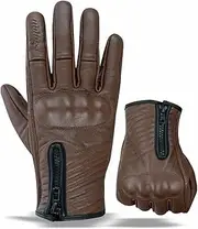 Moto5 Full Finger Leather Motorcycle Gloves for Men & Women Touch Screen Gloves Premium Street Motorcycle Durable Protective Cruiser Biker Gel Leather Motorbike Gloves