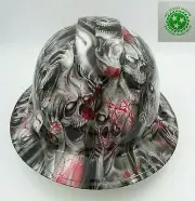 Hard Hat FULL BRIM custom hydro dipped , OSHA approved BLOOD SKULLS