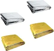 JUMPLAWN 4Pcs Emergency Thermal Blankets Aluminum Foil Outdoor Blankets for Hiking First Aid Heat Retention Lightweight Compact Design