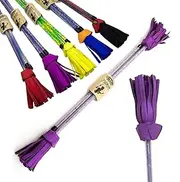 Juggle Dream Picasso Flower Stick Set Including Handsticks. Fibreglass Stick, Silicone Grip, Suede Fringe. Juggling Flower Stick (Purple/Silver/Purple Tassels)