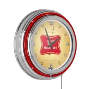 Unbranded Wall Clocks 14.5"Hx3"Wx3"D Lighted Analog Neon Clock Round Glass Red