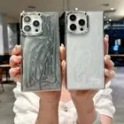 Plating Square Grey Back Cover For iPhone 16 15 14 13 12 11 Pro Max Plus Case