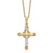 10k Tri Color & 14k Gold Filled w/ 12k Accents Cross Necklace