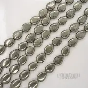 8" Natural Pyrite Pear / Flat Teardrop Bead 12mm x 16mm (13PC) #11238
