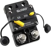 GLOSO E9C Waterproof Circuit Breaker 12V-48V DC 200 Amp Extended Surface Mount 5/16" Diagonal Stud for Marine RV Truck Use IP67 Rated Manual Reset Function(200A)