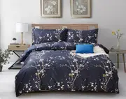 Sorella King Size Quilt/Doona/Duvet Cover Set M452 Blue White Flower